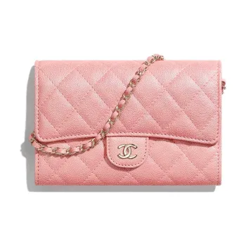 CHANEL Classic Flap CF Caviar Cow Leather Evening Bag, Chain Bag, Shoulder Bag Women's Pink