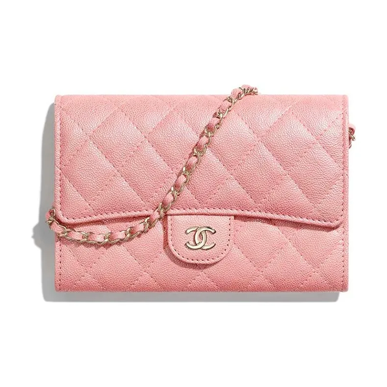CHANEL Classic Flap CF Caviar Cow Leather Evening Bag, Chain Bag, Shoulder Bag Women's Pink-0