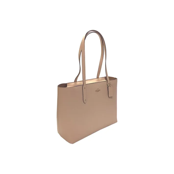COACH Central Polished Pebbled Leather Tote Bag Shopping Bag Shoulder Bags Women's Nude Pink-1