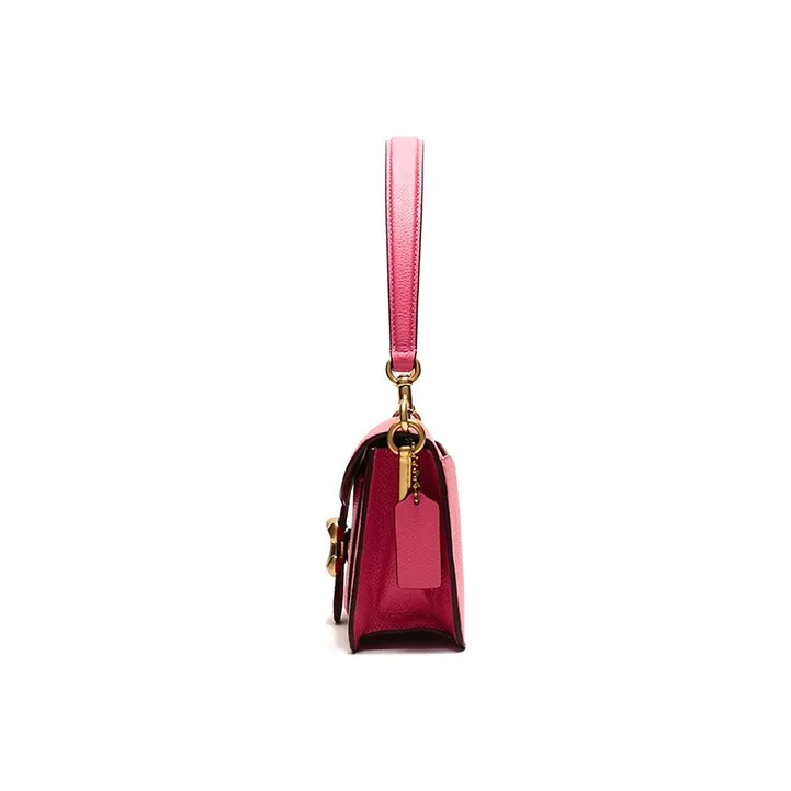 COACH Tabby Polished Pebbled Leather Wine God Bag One Shoulder Crossbody Shoulder Bag Medium Size Women's Rose Red-2