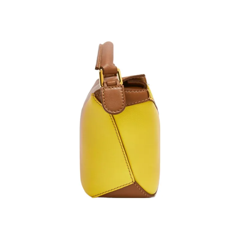 LOEWE Puzzle Nappa Calfskin One Shoulder Handbag Crossbody Bag Mini Women's Tan Pin Lemon-3
