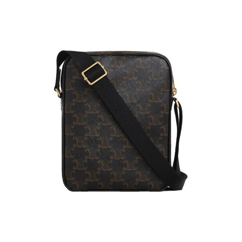 CELINE Cow Leather Messenger Bag Shoulder Bag Unisex Black-1