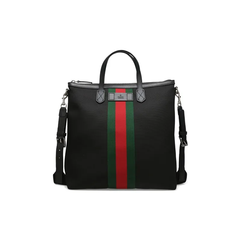 GUCCI Canvas With Leather Canvas Bag, Handbag Men's Black-0