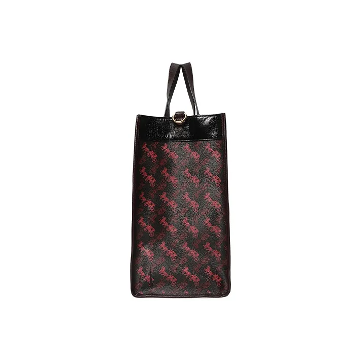 COACH Field Leather Horizontal Tote Bag, Shoulder Bag, Crossbody Bag, Handbag Tubas Women's Black Mixed Color-4