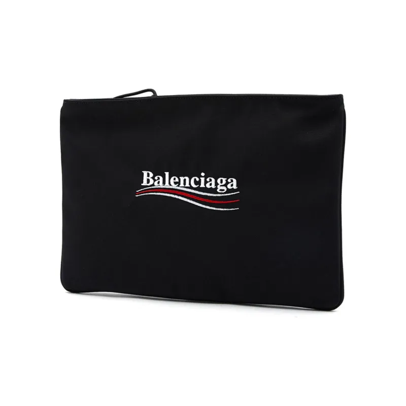 Balenciaga Nylon Fabric Wallets Clutches Large Size Women's Black-1