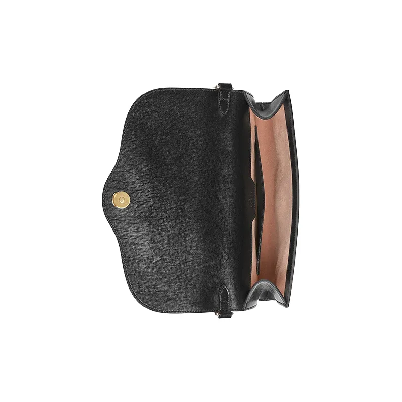 GUCCI Horsebit 1955 Leather Handbag Shoulder Bag Crossbody Bag Small Size Women's Black-3