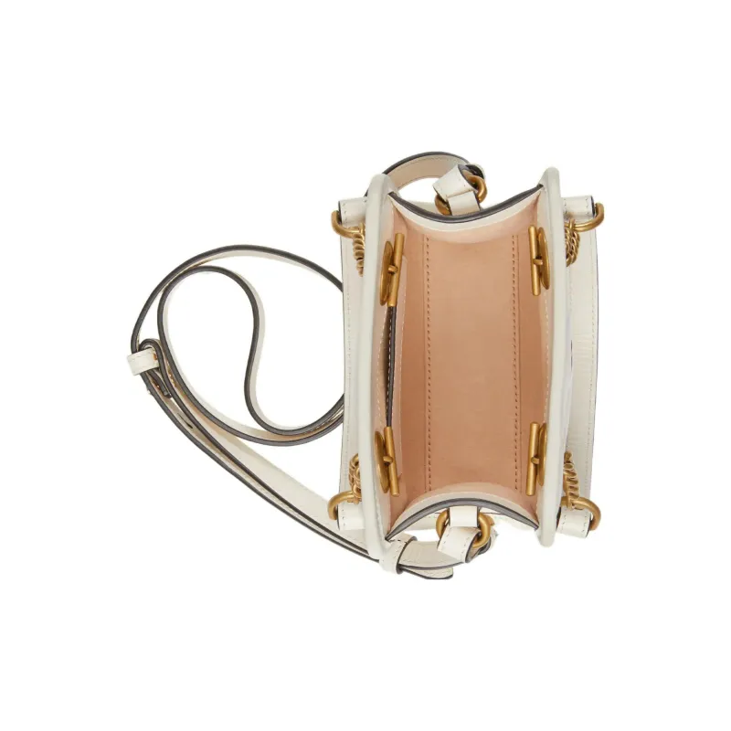 GUCCI Marmont Leather Tote Bag Shopping Bag Handbag Shoulder Bag Crossbody Bag Mini Women's White-4