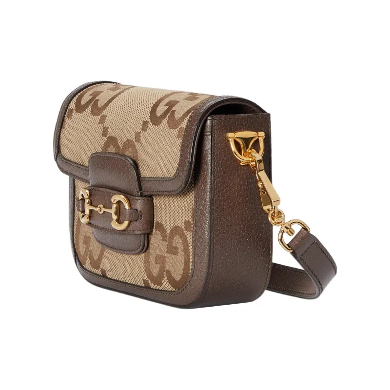 GUCCI Unisex Horsebit 1955 Jumbo GG Mini Crossbody Bag Brown-2