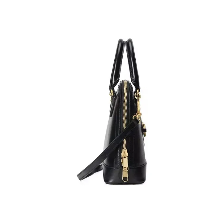 GUCCI Leather Dome Bag Shoulder Bag Crossbody Bag Handbag Small Size Women's Black-3