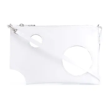 OFF-WHITE Genuine Leather Clutch Bag Over The Shoulder Women's White
