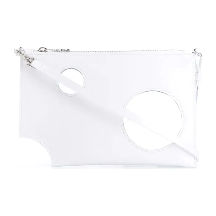 OFF-WHITE Genuine Leather Clutch Bag Over The Shoulder Women's White-0