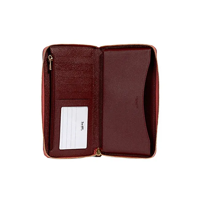 COACH Jes Leather Handheld Cell Phone Wallet Women's Orange Pink-1