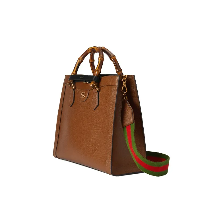 GUCCI Diana Leather One Shoulder Handbags Medium Size Unisex Brown-1
