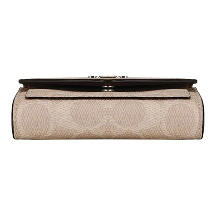 COACH Canvas Envelope Bag Clutch Wallet Trumpets Women's Taupe-4