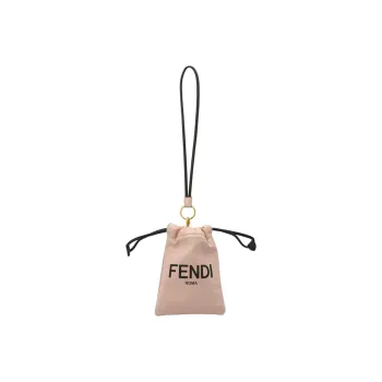 FENDI Lambskin Necklace Pouch Storage Bag Women's Light Pink