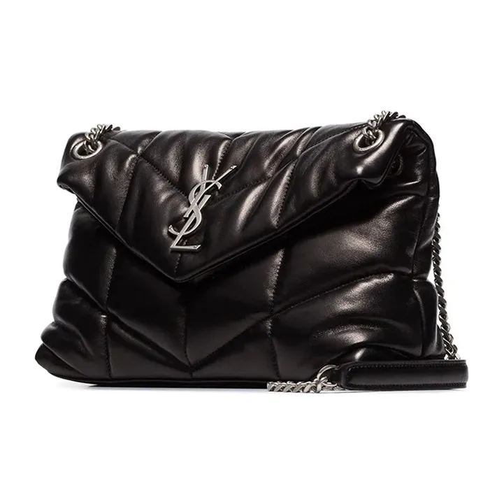 SAINT LAURENT Puffer Logo Plaque Small Shoulder Bag-2