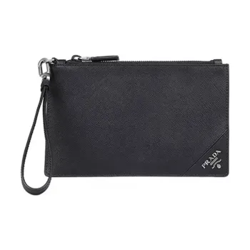 PRADA Leather Card Holder Coin Purse Clutch Men's Black
