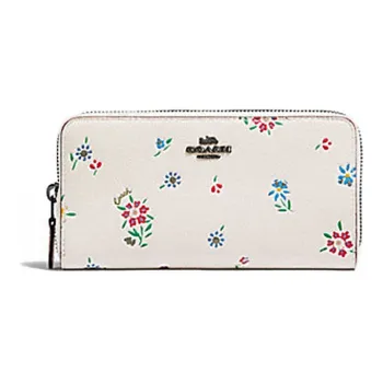 COACH Zip Around Leather Wallet Small Size Women's White