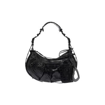 Balenciaga Le Cagole Calfskin Biker Bag Dumpling Handbag Medium Size Women's Black