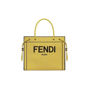 FENDI High Technical Fabric Tote One Shoulder Handbag Large Size Women's Yellow
