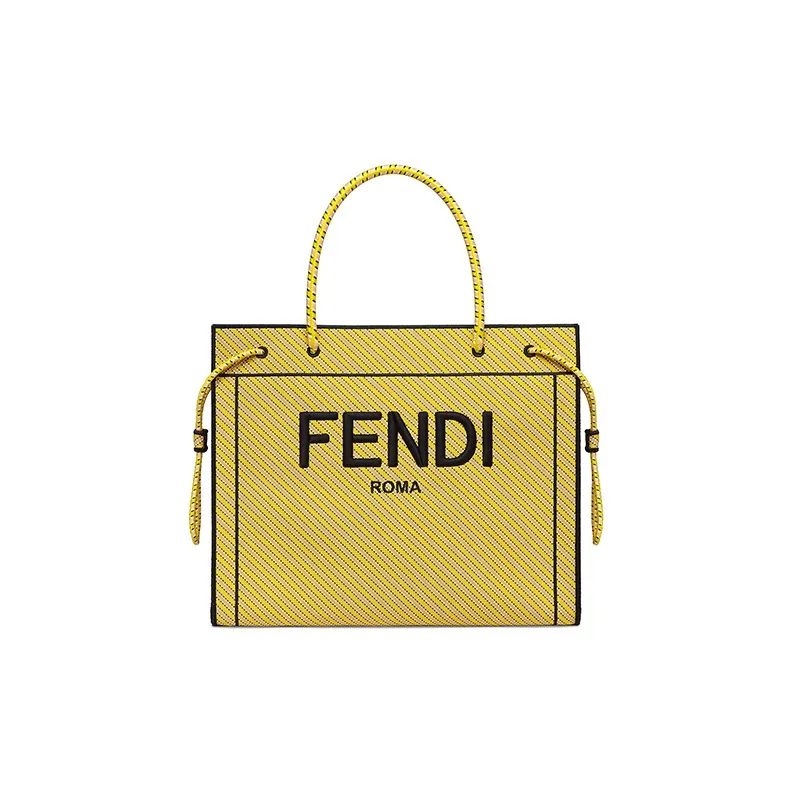 FENDI High Technical Fabric Tote One Shoulder Handbag Large Size Women's Yellow-0