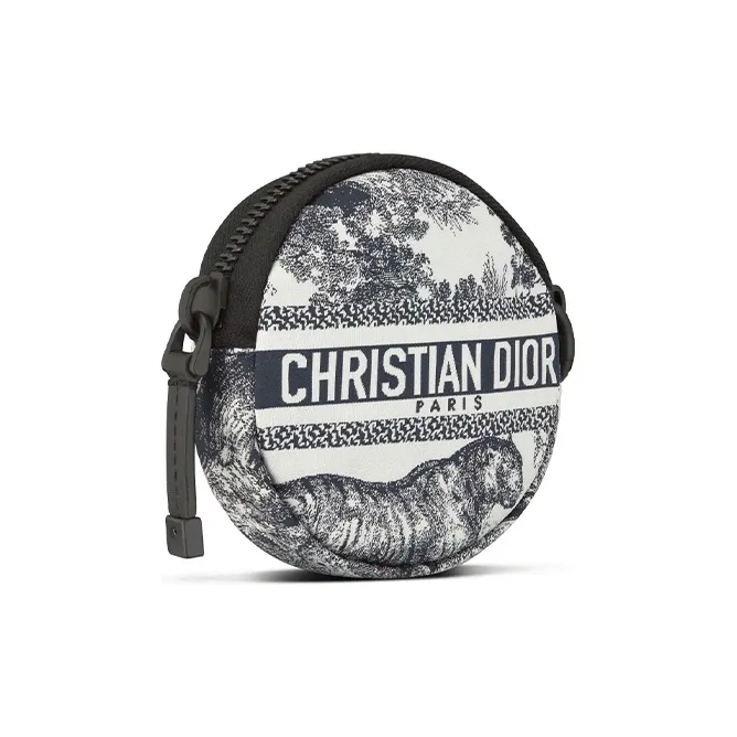 DIOR DiorTravel Jouy Print Technical Fabric Coin Purse Women's White-1