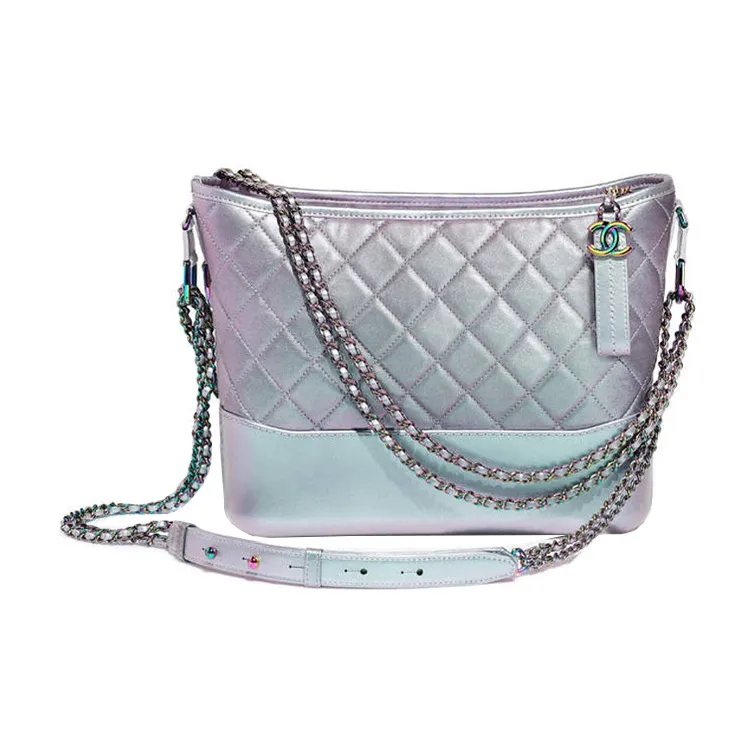 CHANEL Gabrielle Calfskin Handbag, Shoulder Bag, Crossbody Bag Trumpets Women's Dazzling Color Purple-1