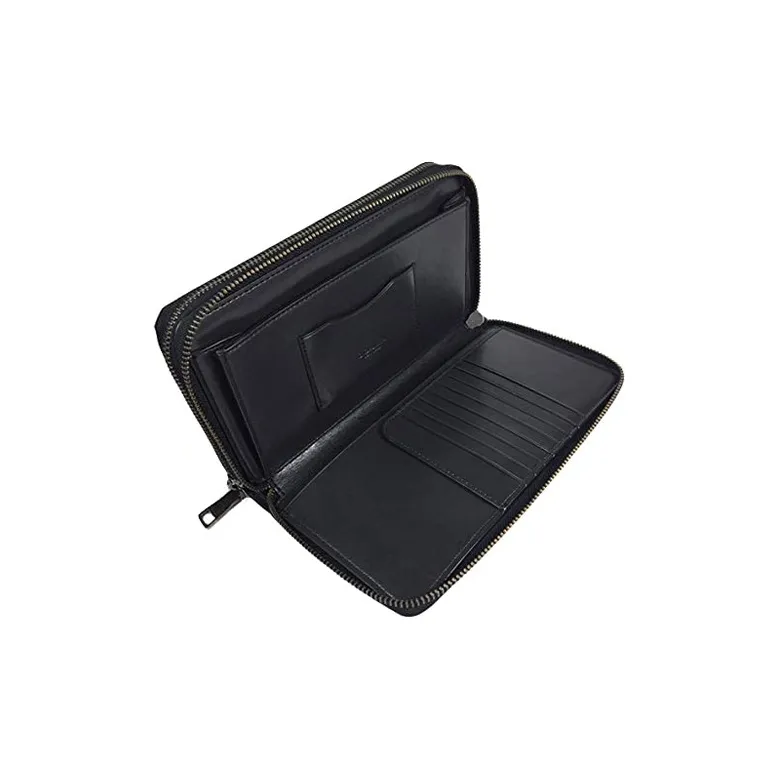 COACH Double Zip Wallet Coated Canvas Cell Phone Pouch Passport Holder Clutch Regular Men's Black-5
