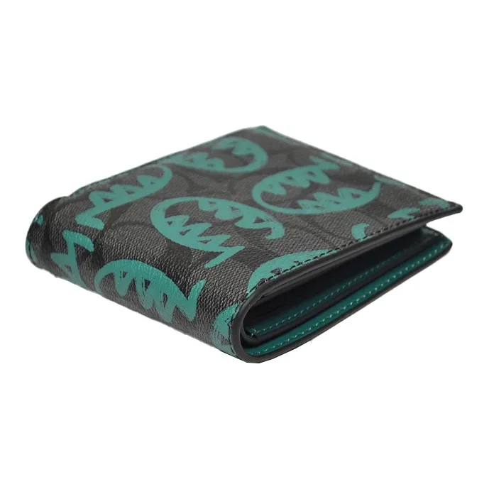 COACH X Guang Yu 3 IN 1 Wallet Canvas With Leather 3-in-1 Wallet Men's Blue/Green Charcoal Gray-1