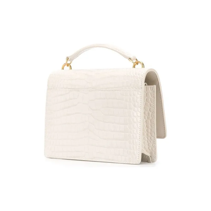SAINT LAURENT SUNSET Leather Sunset Bag, Chain Bag, Wallet, Portable Crossbody Bag, Shoulder Bag Regular Women's White-1