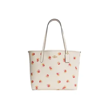 COACH City Coated Canvas With Leather Tote Bag Shopping Bag Handbag Shoulder Bag Women's Chalk White