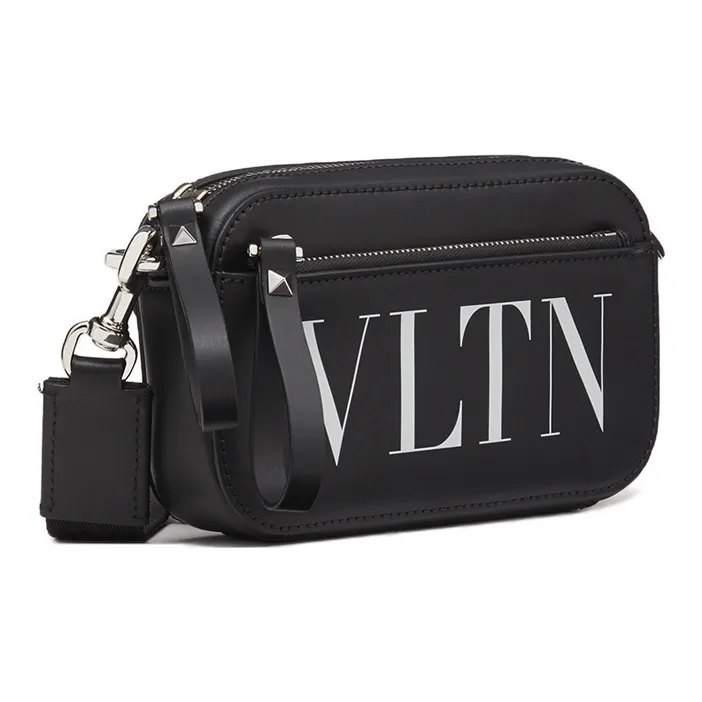 Valentino VLTN Cow Leather Crossbody Bag, Fanny Pack Trumpets Men's Black-1