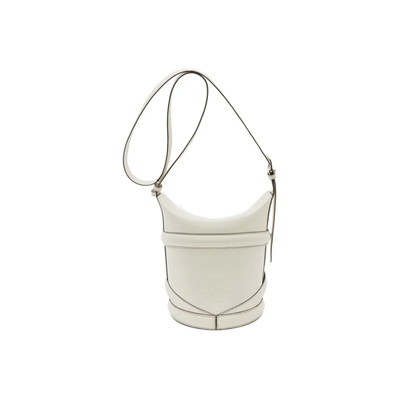 Alexander McQueen THE CURVE BAG Calfskin Bucket Bag, Shoulder Bag, Crossbody Bag Men's White-2