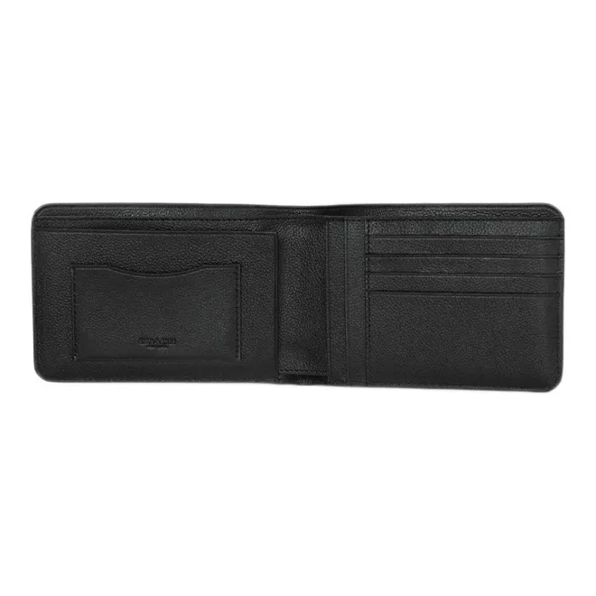 COACH Travel Wallet Cow Leather Wallet Small Size Men's Black-2