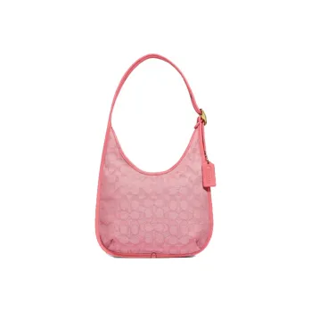 COACH Ergo Leather Hobo Crescent Bag, Handbag, Shoulder Bag Women's Pink Monogram