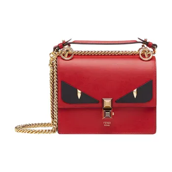 FENDI Kan I Leather Shoulder Bag Small Size Women's Red