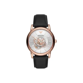 EMPORIO ARMANI Wrist Watch Mechanical Movement Leather Watch Bands Cut-Out Dial Men's Watches
