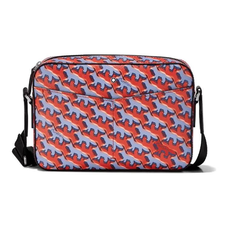 MONTBLANC MAISON KITSUNE Collaboration Leather Messenger Bag Shoulder Bag Crossbody Bag Men's Orange-1