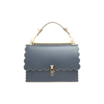 FENDI Kan I Leather Handbag, Shoulder Bag, Crossbody Bag Women's Blue