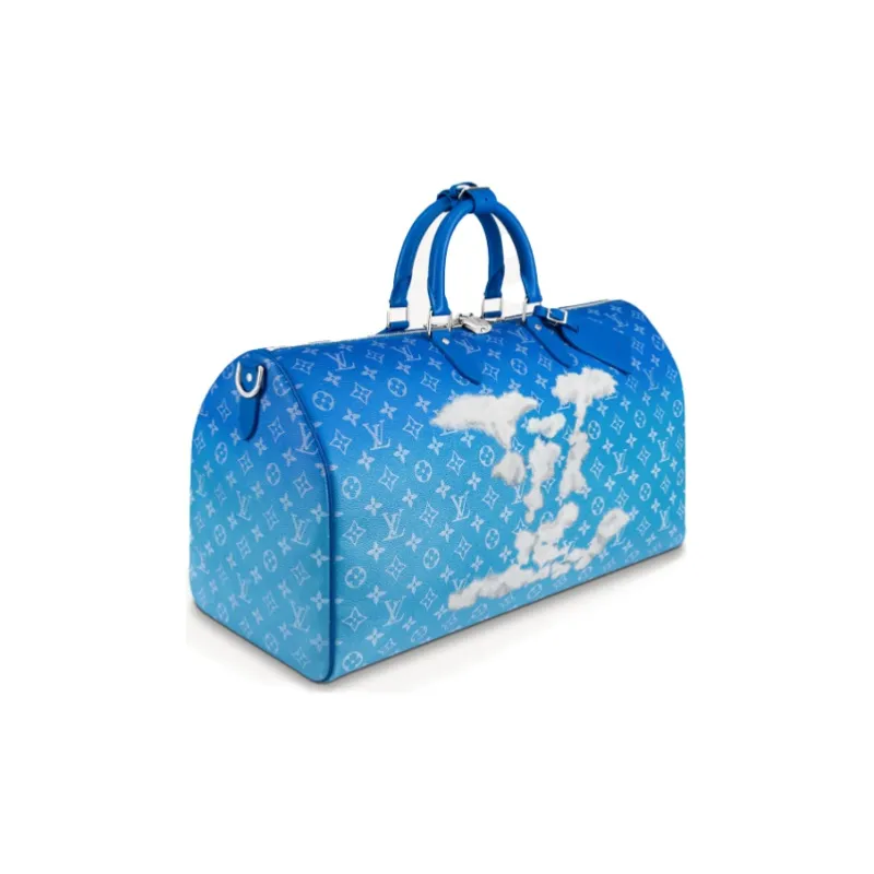 LOUIS VUITTON Keepall Bandouliere Clouds Monogram 50 Blue-3