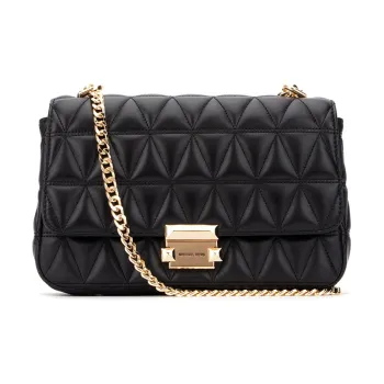 MICHAEL KORS Sloan Sheepskin Leather Patchwork Small Square Bag Shoulder Bag, Crossbody Bag Medium Size Women's Black