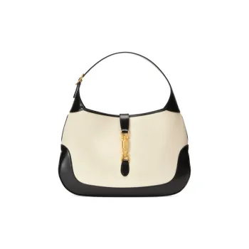 GUCCI Jackie 1961 Leather Crescent Shoulder Bag Shoulder Bag Medium Size Women's Black White