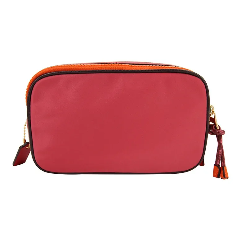 COACH Fabric With Leather Small Square Bag Shoulder Bag, Crossbody Bag Trumpets Women's Peach Pink-1