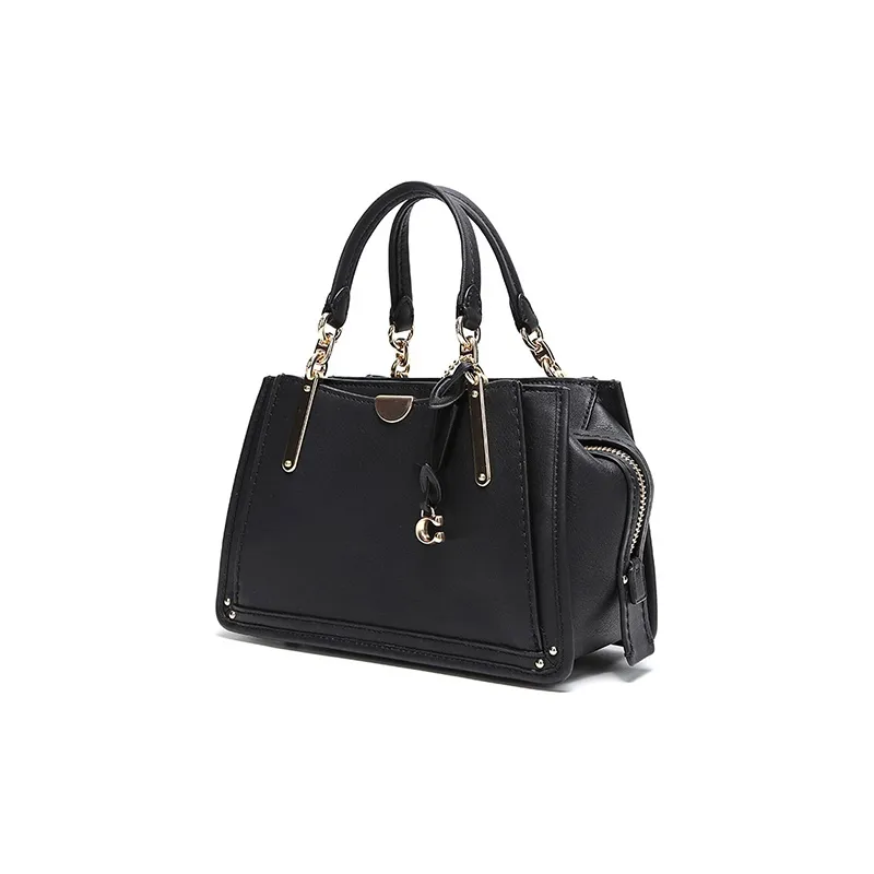 COACH Leather Portable Crossbody Bag, Shoulder Bag Trumpets Women's Black-1