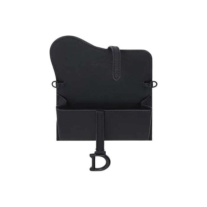 DIOR Saddle Matte Cow Leather Saddle Bag Handbag Shoulder Bag Crossbody Bag Women's Black-3