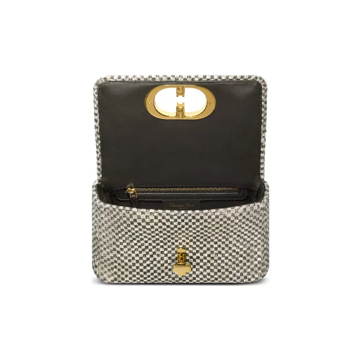 DIOR Caro Beaded Embroidered Cow Leather Shoulder Bag Crossbody Bag Small Size Women's Gray-4