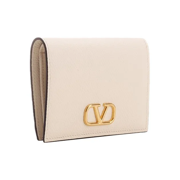Valentino Vlogo Cow Leather Card Holder, Wallet Women's White-1