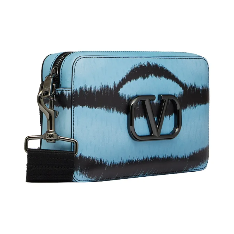 Valentino Tiger 1967 Calfskin Box Bag Handheld Shoulder Bag Crossbody Bag Regular Men's Light Blue/Black-1