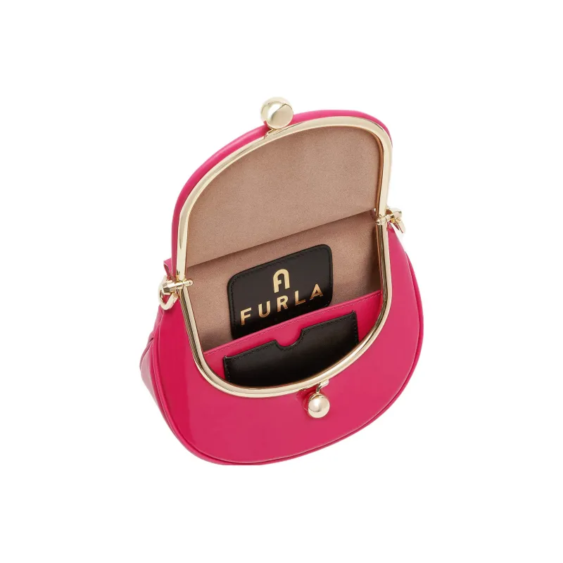 Furla Soft Calfskin Piglet Shoulder Bag Crossbody Bag Mini Women's Dark Peach Red/Light Peach Red-3