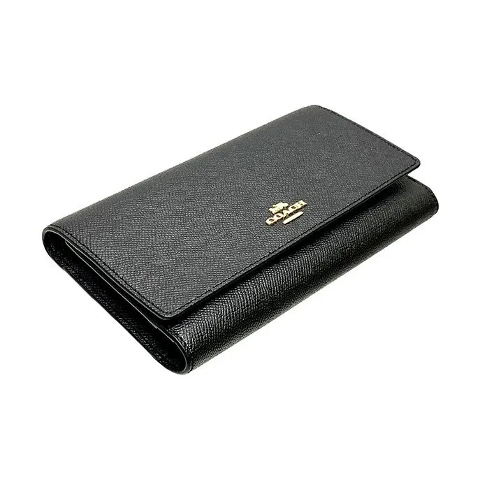 COACH Trifold Wallet Cow Leather Wallet Women's Black-3